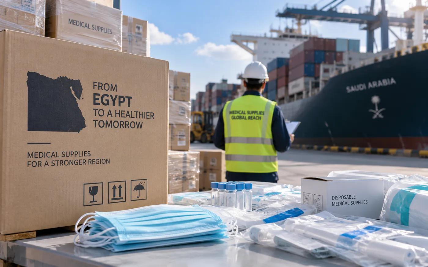 تجهيز كراتين ومستلزمات طبية للشحن والتصدير من مصر إلى السعودية في ميناء بحري